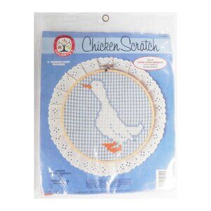 VTG Blue Kitchen Goose Embroidery Kit Colortex Chicken Scratch 10.5" 90s Hoop